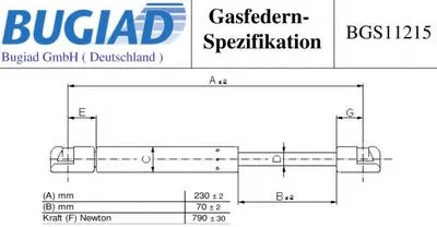 Газовая пружина, заднее стекло BUGIAD купить