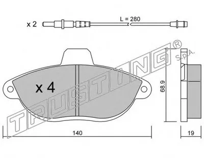 Комплект тормозных колодок, дисковый тормоз TRUSTING купить