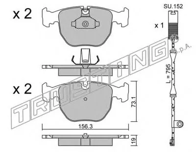 Комплект тормозных колодок, дисковый тормоз TRUSTING купить