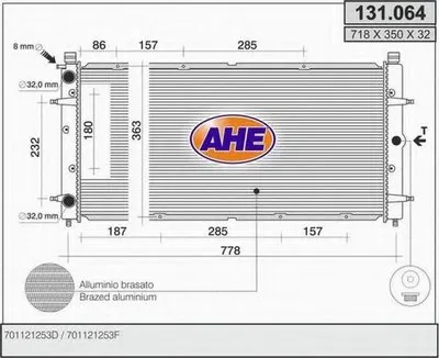 Радиатор, охлаждение двигателя AHE купить