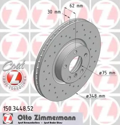 Тормозной диск SPORT BRAKE DISC COAT Z ZIMMERMANN купить