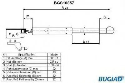 Газовая пружина, крышка багажник BUGIAD купить