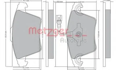 Комплект тормозных колодок, дисковый тормоз METZGER купить