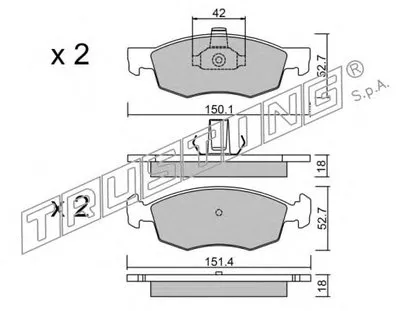 Комплект тормозных колодок, дисковый тормоз TRUSTING купить