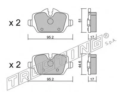 Комплект тормозных колодок, дисковый тормоз TRUSTING купить