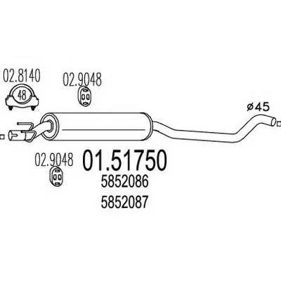 Средний глушитель выхлопных газов MTS купить