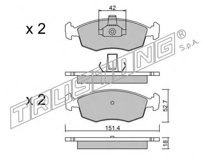 Комплект тормозных колодок, дисковый тормоз TRUSTING купить
