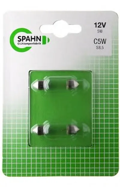 Лампа накаливания, фонарь освещения номерного знака; Лампа накаливания, задний гарабитный огонь; Лампа накаливания, oсвещение салона; Лампа накаливания, фонарь установленный в двери; Лампа накаливания, фонарь освещения багажника; Лампа накаливания, габаритный огонь; Лампа накаливания, стояночный / габаритный огонь; Лампа накаливания, oсвещение сало SPAHN GLÜHLAMPEN купить