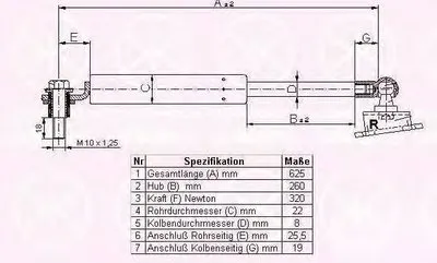 Газовая пружина, крышка багажник KLOKKERHOLM купить
