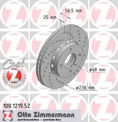 Тормозной диск SPORT BRAKE DISC COAT Z ZIMMERMANN купить