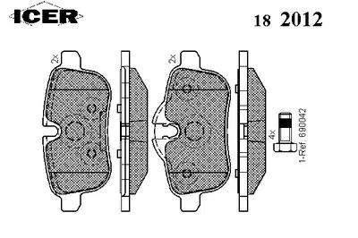 Комплект тормозных колодок, дисковый тормоз ICER купить
