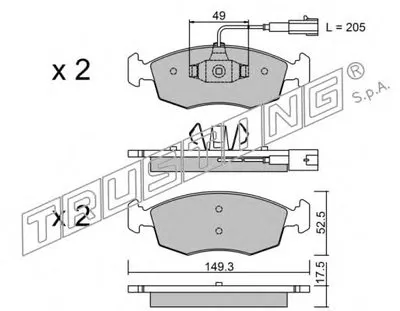Комплект тормозных колодок, дисковый тормоз TRUSTING купить