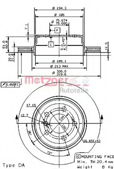 Тормозной диск HIGH CARBON / AP METZGER купить