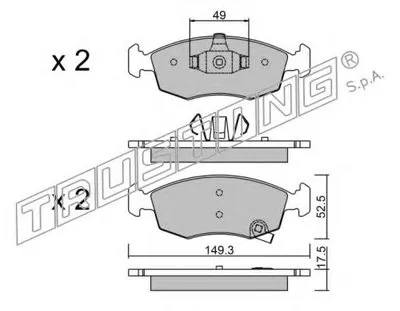 Комплект тормозных колодок, дисковый тормоз TRUSTING купить
