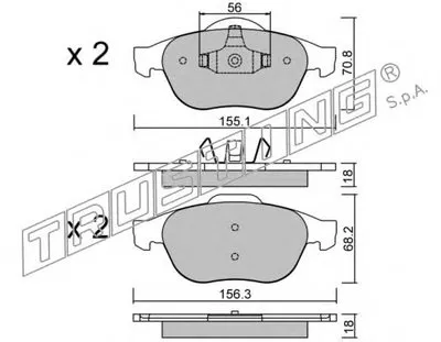 Комплект тормозных колодок, дисковый тормоз TRUSTING купить