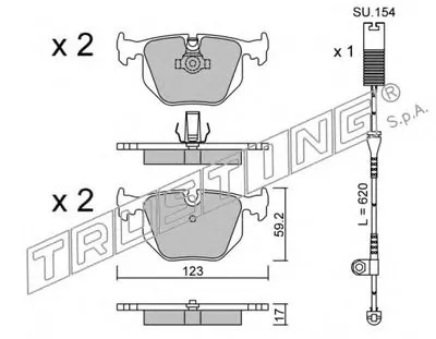 Комплект тормозных колодок, дисковый тормоз TRUSTING купить