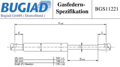Газовая пружина, заднее стекло BUGIAD купить