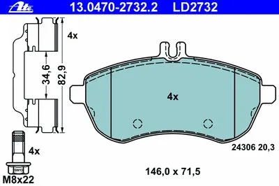 Комплект тормозных колодок, дисковый тормоз ATE Ceramic ATE купить