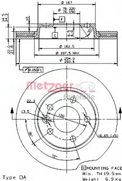 Тормозной диск HIGH CARBON / AP METZGER купить