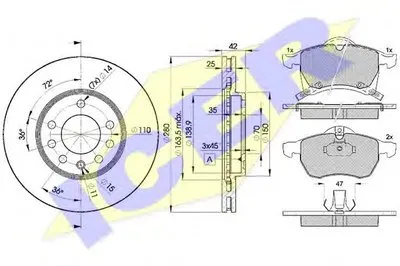 Комплект тормозов, дисковый тормозной механизм ICER купить