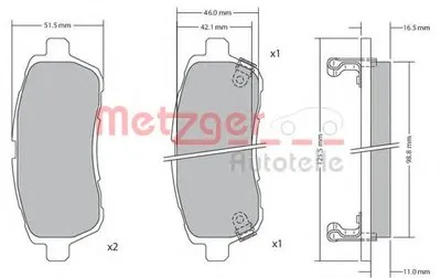 Комплект тормозных колодок, дисковый тормоз METZGER купить