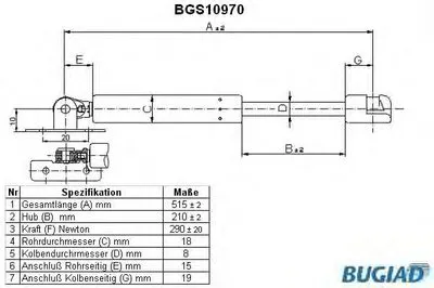 Газовая пружина, капот BUGIAD купить