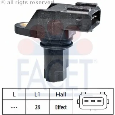 Датчик импульсов; Датчик импульсов, маховик; Датчик частоты вращения, управление двигателем; Датчик, положение распределительного вала FACET купить
