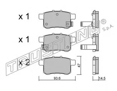Комплект тормозных колодок, дисковый тормоз TRUSTING купить