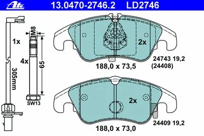 Комплект тормозных колодок, дисковый тормоз ATE Ceramic ATE купить