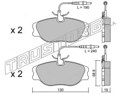 Комплект тормозных колодок, дисковый тормоз TRUSTING купить