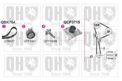 Водяной насос + комплект зубчатого ремня QUINTON HAZELL купить