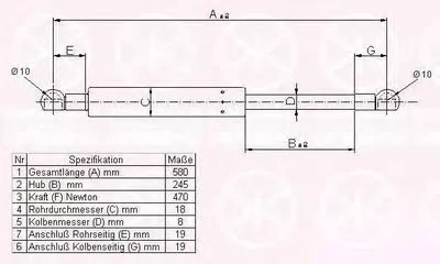 Газовая пружина, крышка багажник KLOKKERHOLM купить