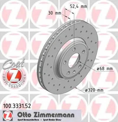 Тормозной диск SPORT BRAKE DISC COAT Z ZIMMERMANN купить