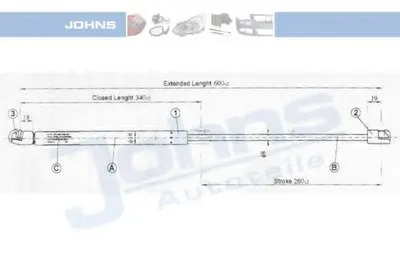 Газовая пружина, крышка багажник JOHNS купить