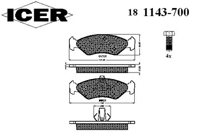Комплект тормозных колодок, дисковый тормоз ICER купить