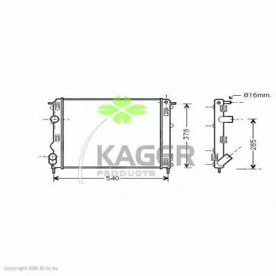 Радиатор, охлаждение двигателя KAGER купить