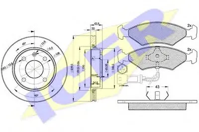 Комплект тормозов, дисковый тормозной механизм ICER купить