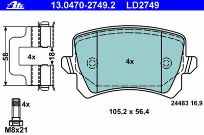 Комплект тормозных колодок, дисковый тормоз ATE Ceramic ATE купить