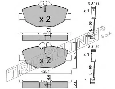 Комплект тормозных колодок, дисковый тормоз TRUSTING купить