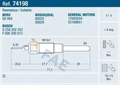 Свеча накаливания FAE купить