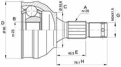 Шарнирный комплект, приводной вал SPIN OPEN PARTS купить