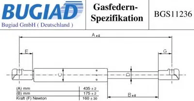 Газовая пружина, крышка багажник BUGIAD купить