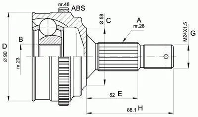 Шарнирный комплект, приводной вал SPIN OPEN PARTS купить