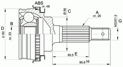 Шарнирный комплект, приводной вал SPIN OPEN PARTS купить