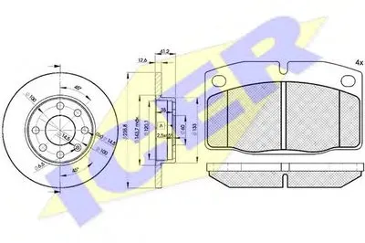 Комплект тормозов, дисковый тормозной механизм ICER купить