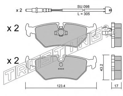 Комплект тормозных колодок, дисковый тормоз TRUSTING купить