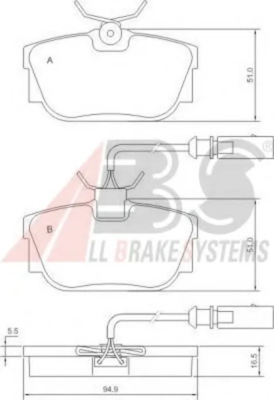 Комплект тормозных колодок, дисковый тормоз A.B.S. купить
