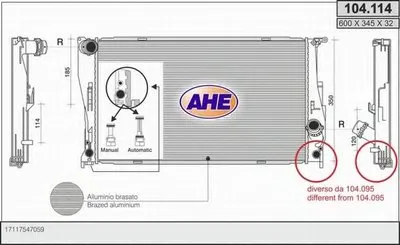 Радиатор, охлаждение двигателя AHE купить