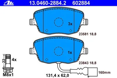 Комплект тормозных колодок, дисковый тормоз ATE купить