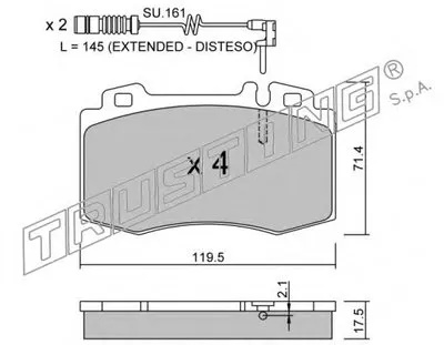 Комплект тормозных колодок, дисковый тормоз TRUSTING купить